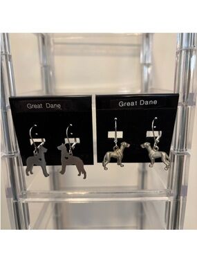 Great Dane Silver Dog Charm Earrings - Pair